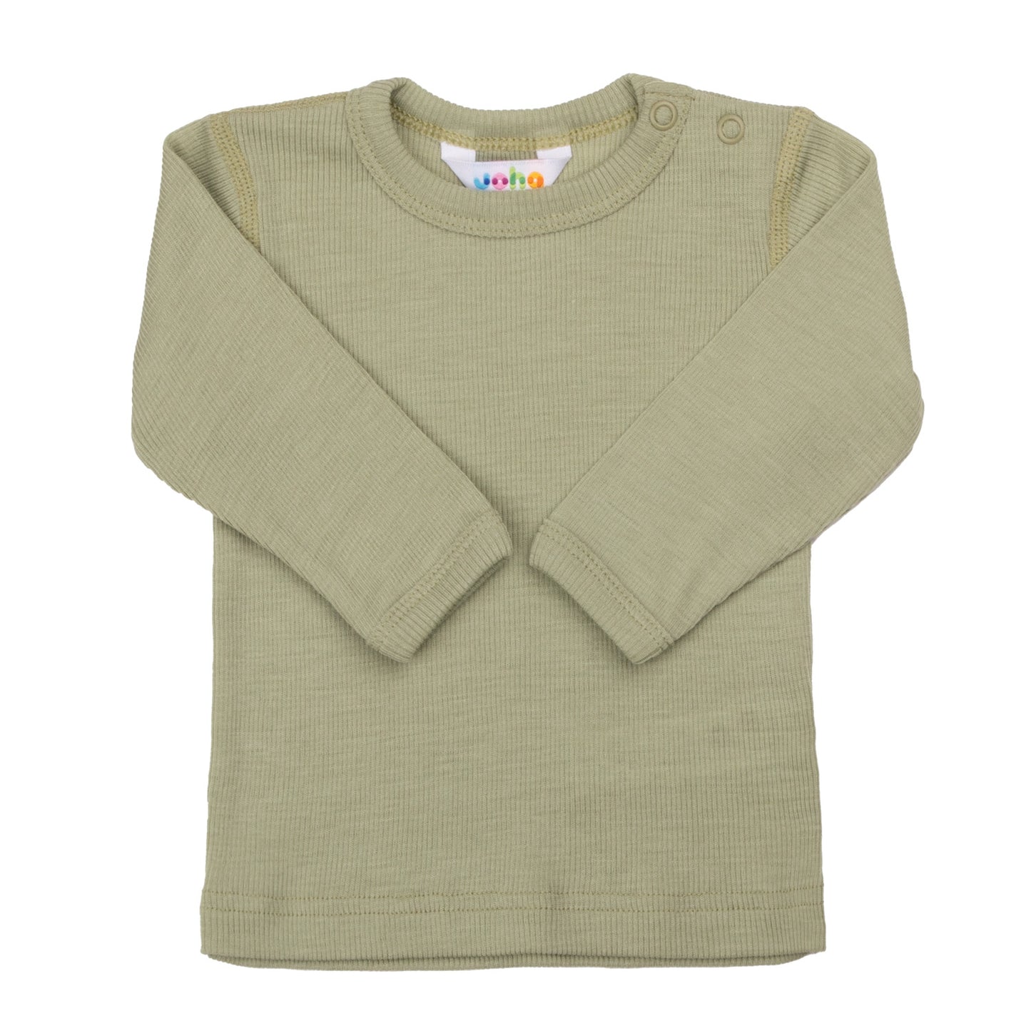 Joha Langarmshirt in Rippoptik aus Merinowolle & Seide "Hellgrün"