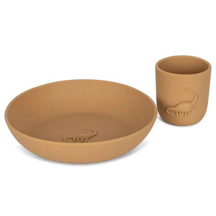 Konges Slojd Teller & Becher Silikon-Set DINO