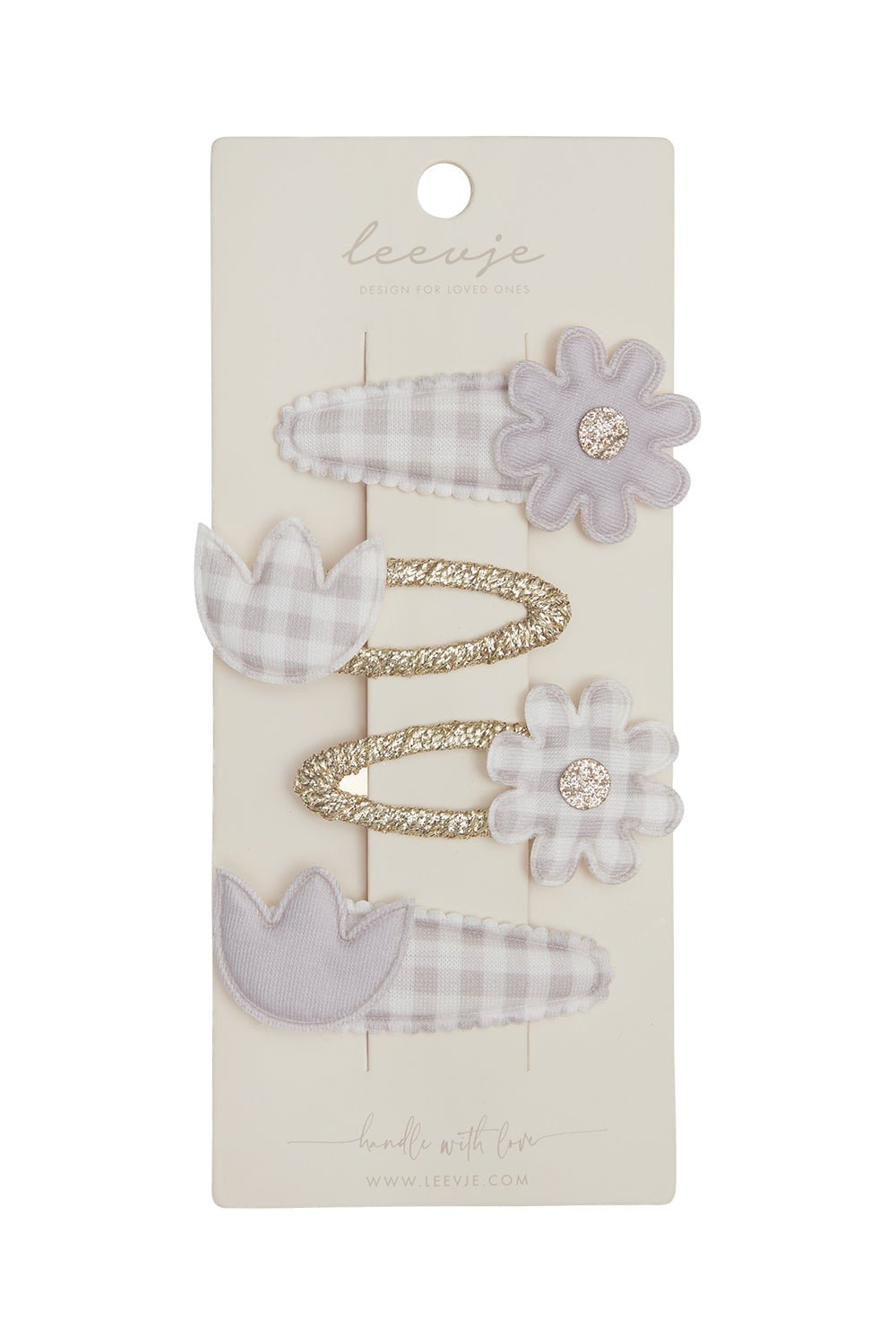 Leevje Haarspangen "Lavender Gingham Flowers"