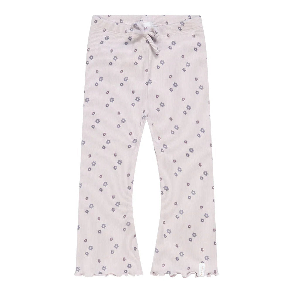 Leevje Schlag-Leggings „Lavender Flowers“ – mit Schleife aus Bio-Baumwolle