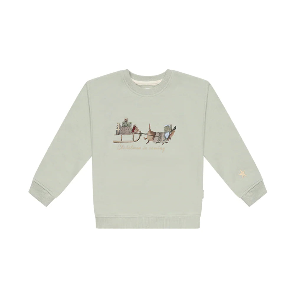 Leevje Oversized Sweatshirt Dackel "Soft Green"