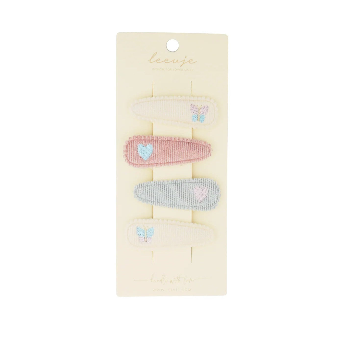 Leevje Haarspangen „Embroidered Butterfly & Heart Clips“