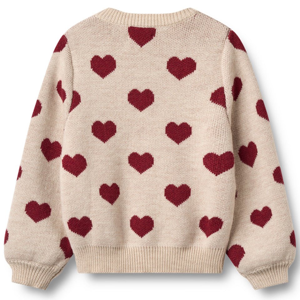 Wheat Cardigan Jacquard „Herzen“