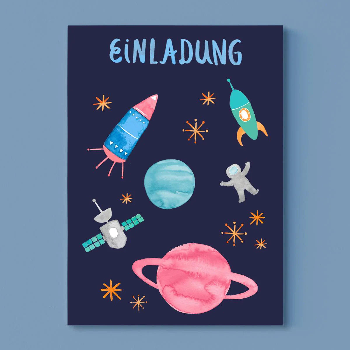 Frau Ottilie Postkarte - Einladung Weltall