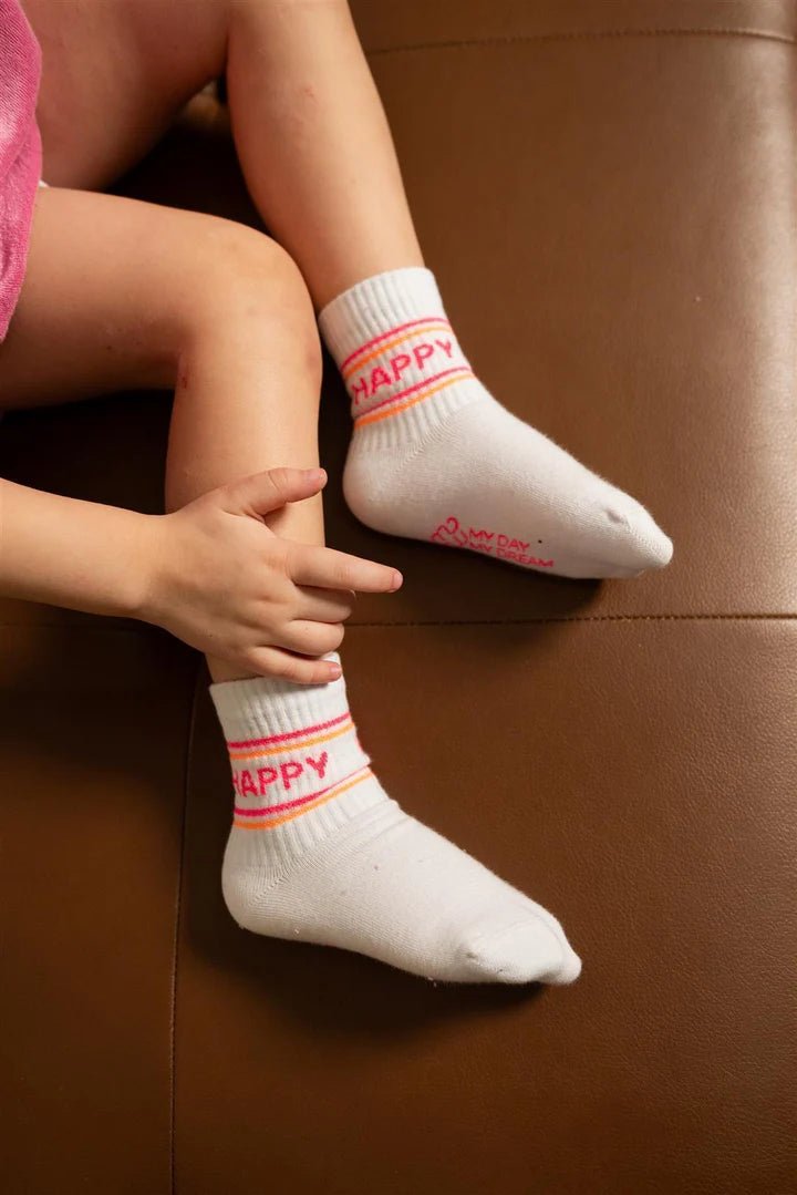 MDMD Socken Happy Pink Neon/Weiß Kinder