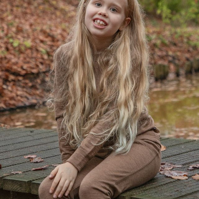 Joha Leggings aus Merinowolle & Seide "Hellbraun"