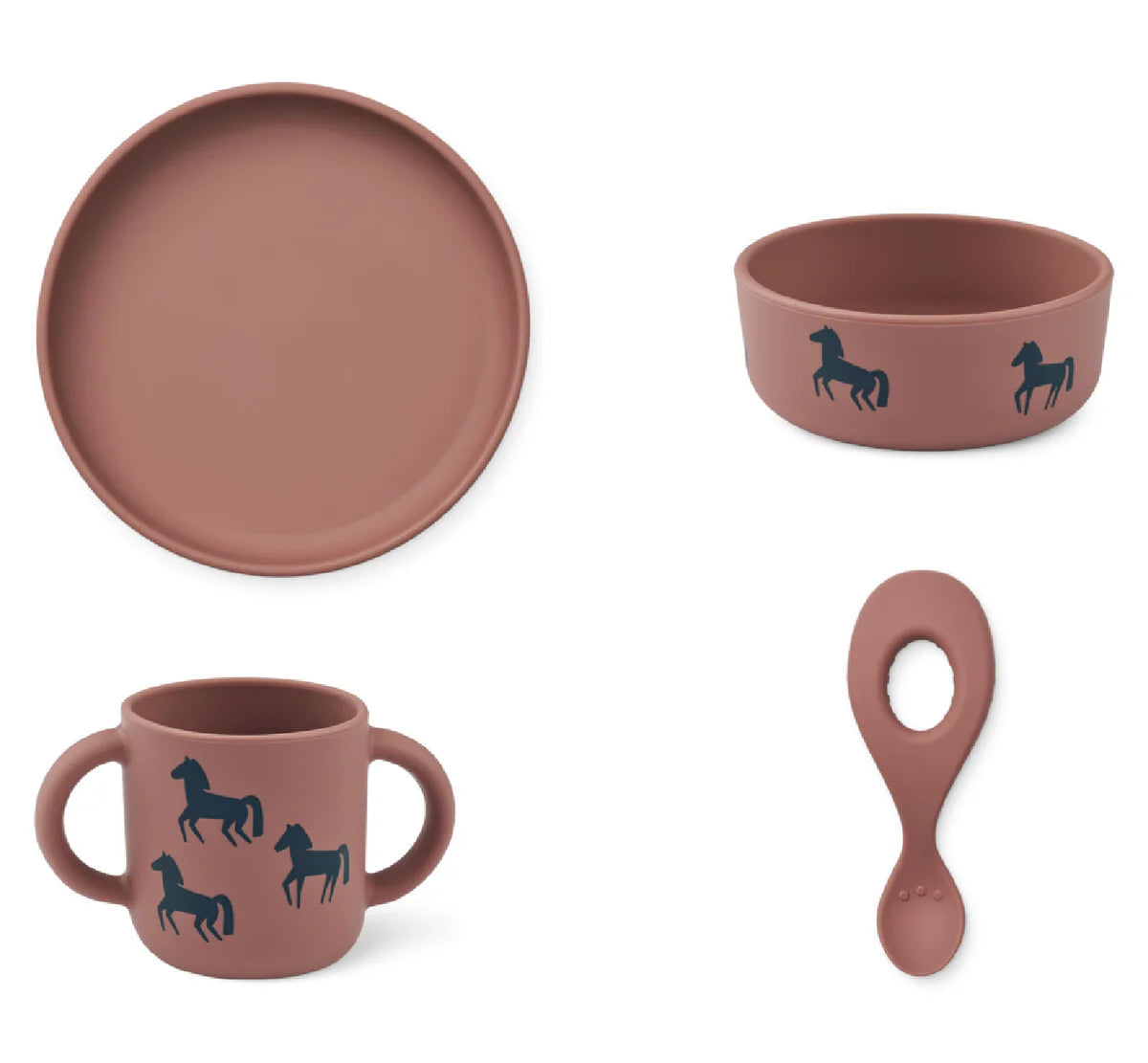 Liewood Vivi Geschirrset Horses/Dark Rosetta