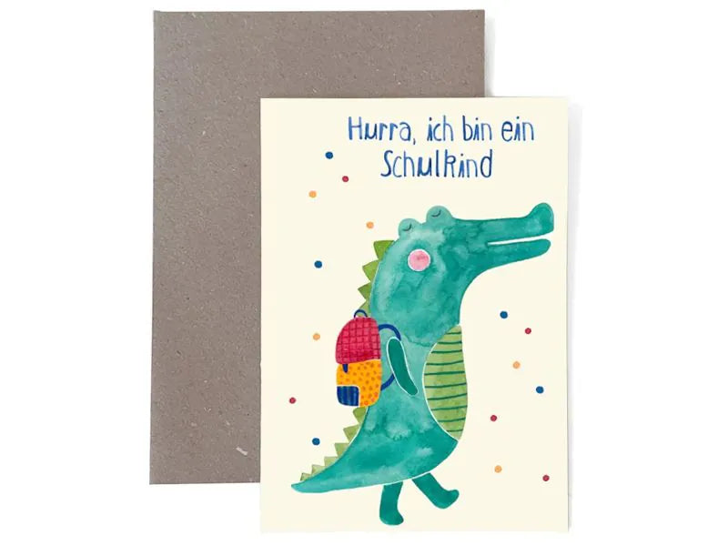 Frau Ottilie Postkarte "Hurra, ich bin ein Schulkind"