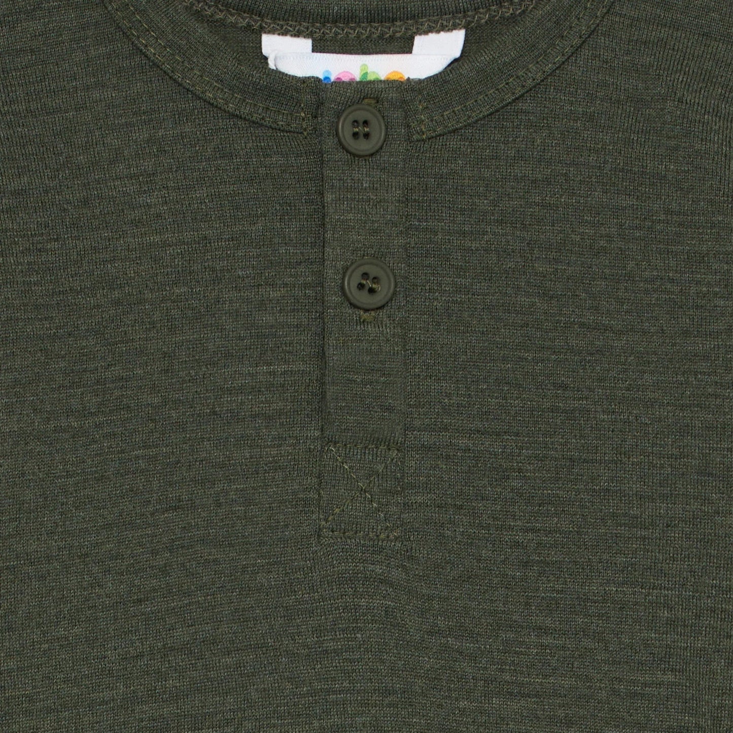 Joha Langarmshirt aus Wolle mit Knöpfen "Moosgrün"