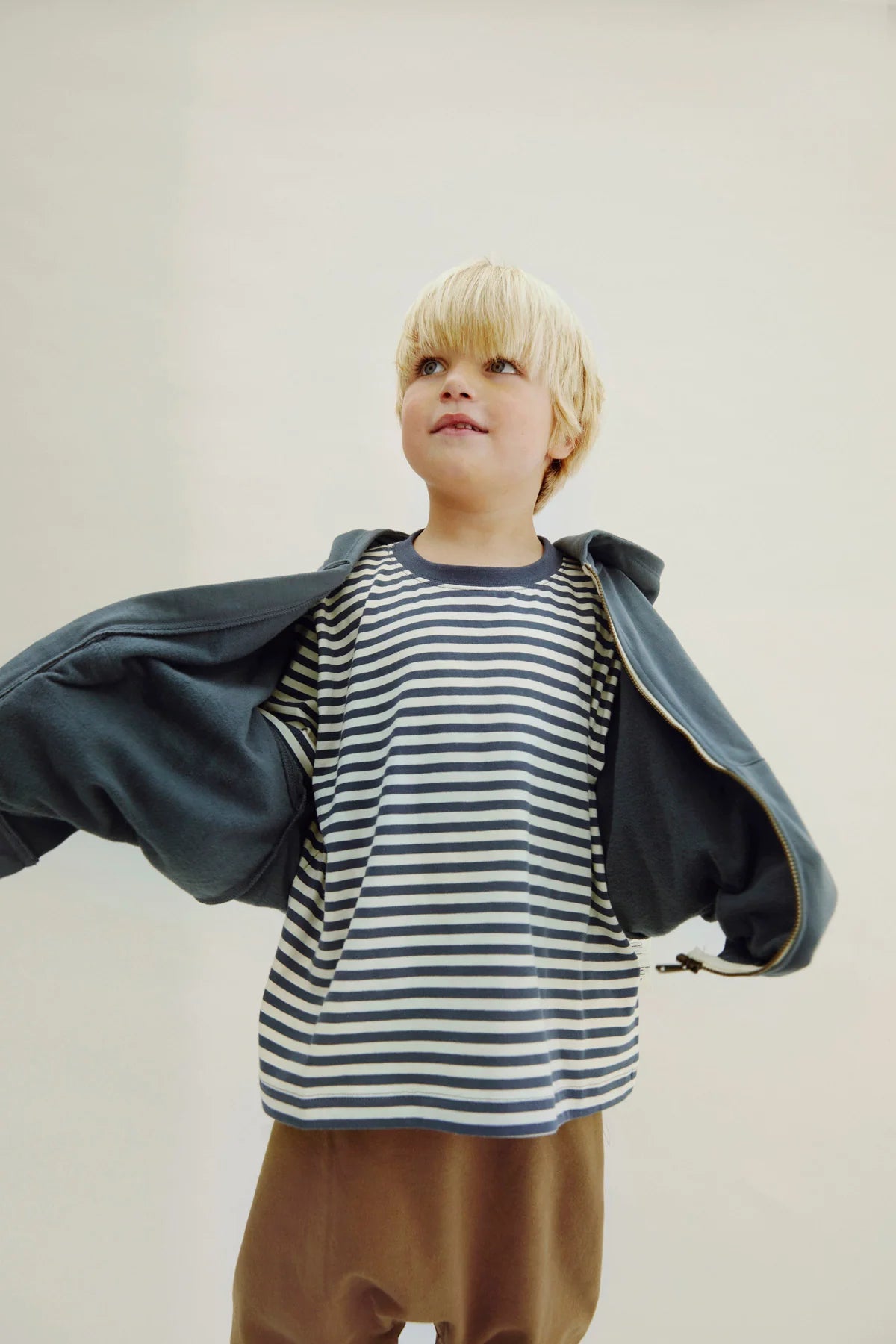 Gray Label Kapuzenstrickjacke mit Reißverschluss "Blue Grey"