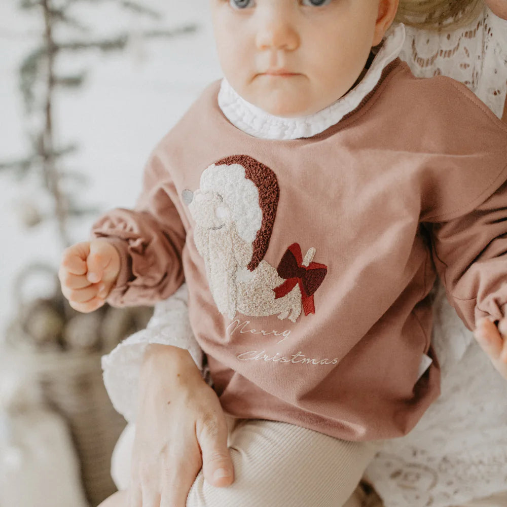 Leevje Oversized Sweatshirt Dackel "light burgundy"