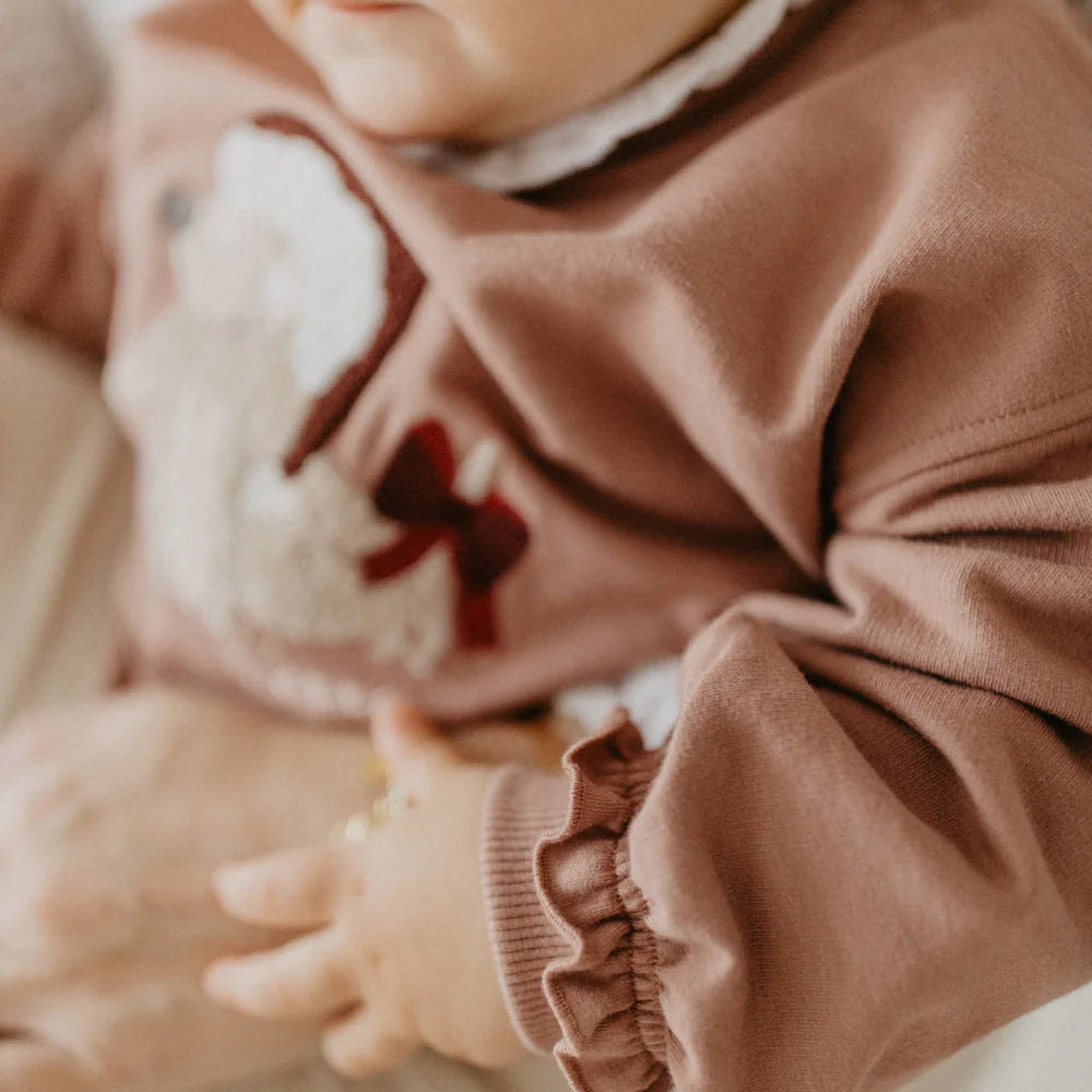 Leevje Oversized Sweatshirt Dackel "light burgundy"