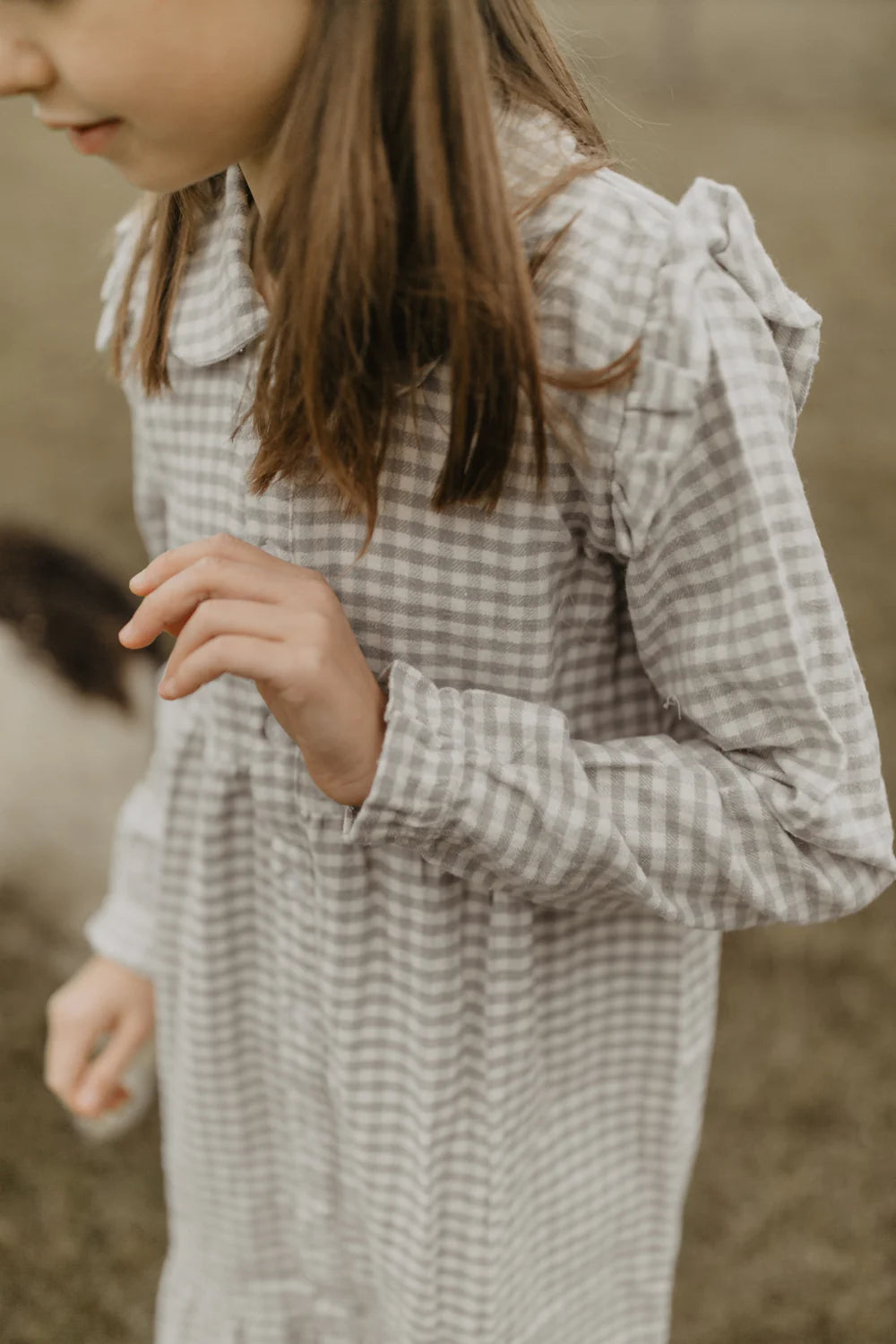 Leevje Flanellkleid mit Knopfleiste "Green checked"