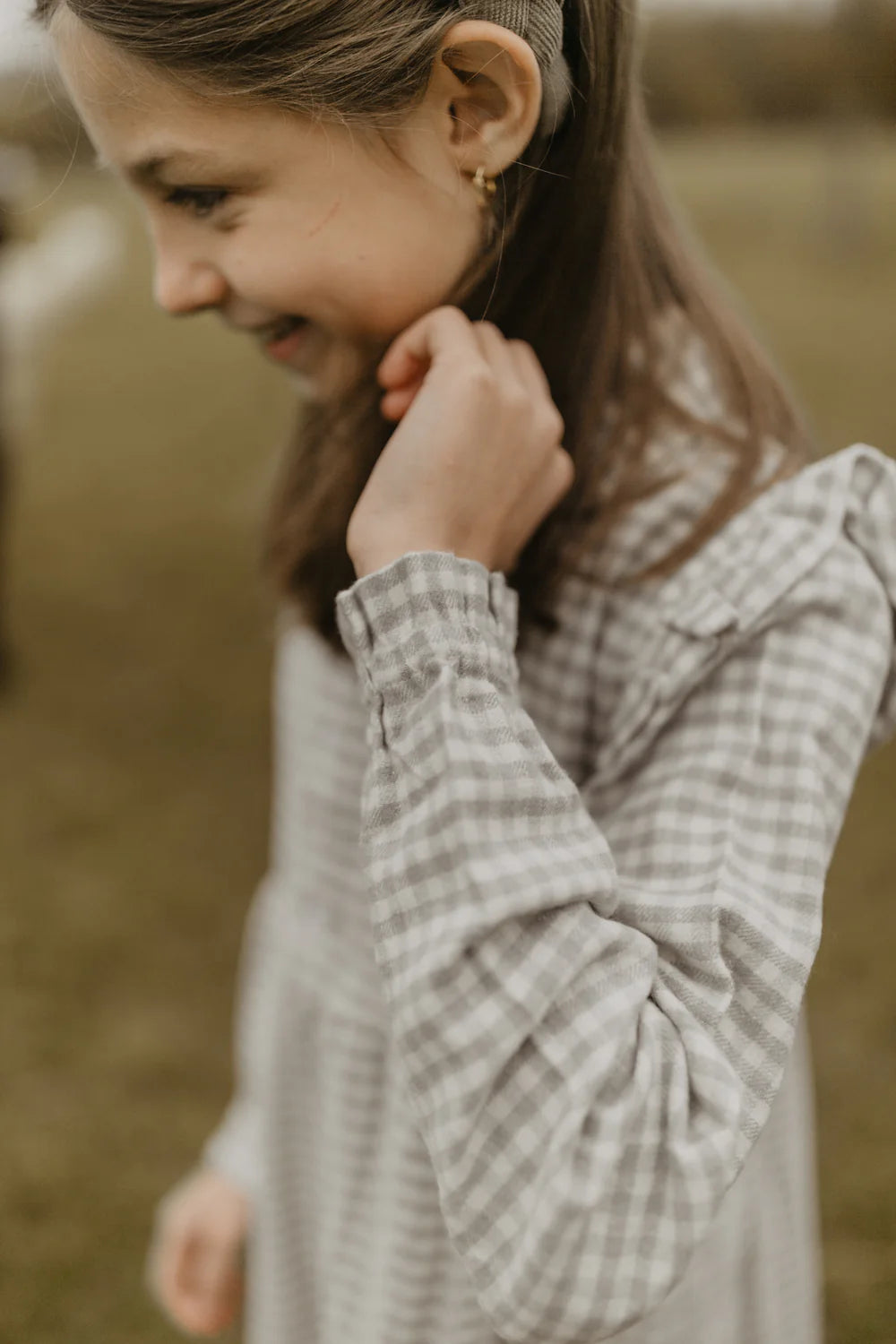Leevje Flanellkleid mit Knopfleiste "Green checked"