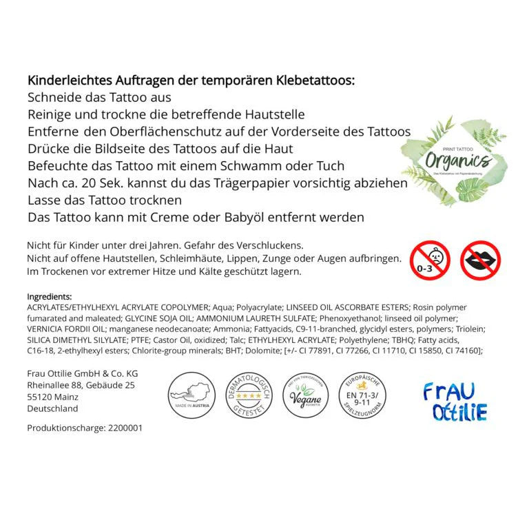 Frau Ottilie Kindertattoos Einschulung