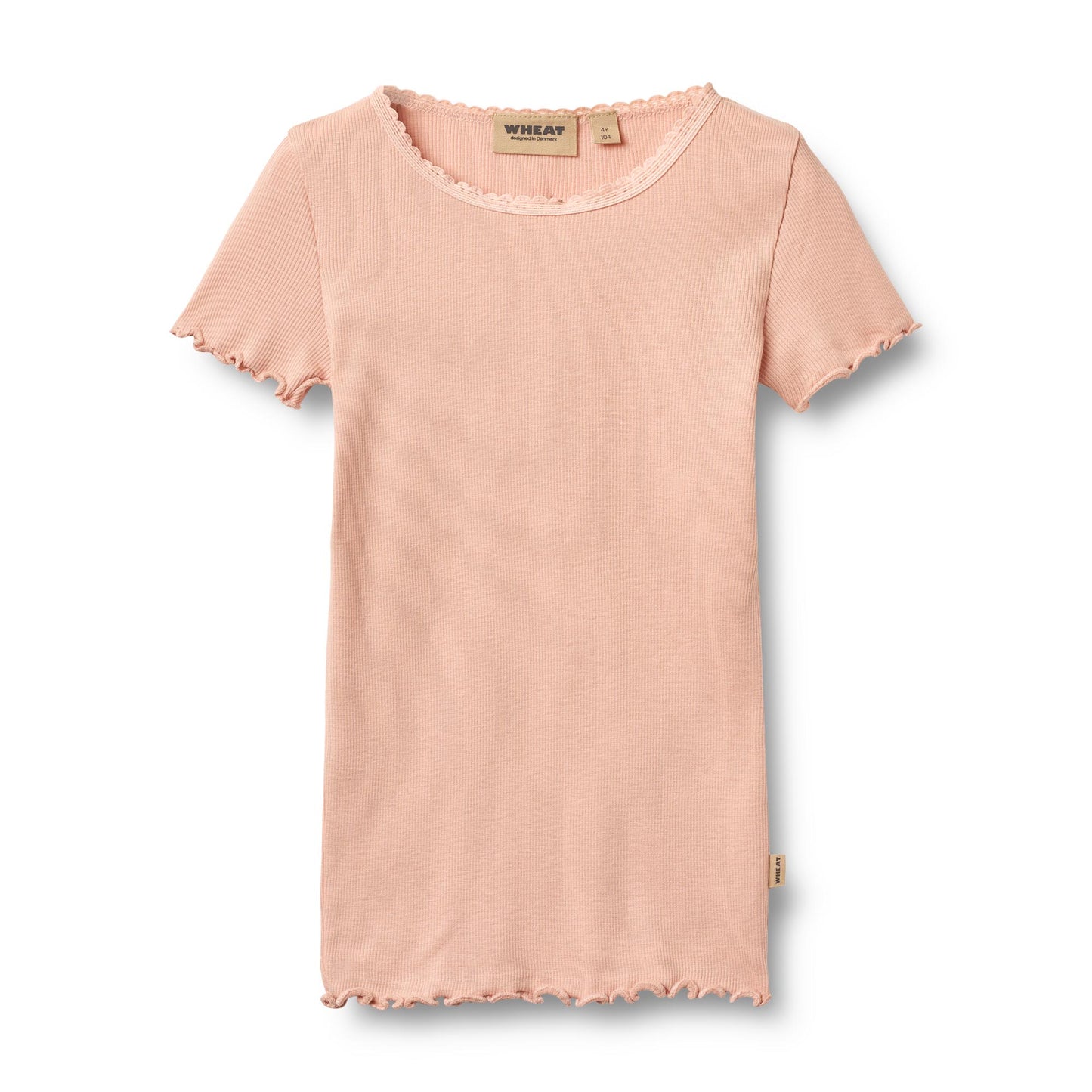 Wheat Rib T-Shirt Lace SS "Rose Cloud"