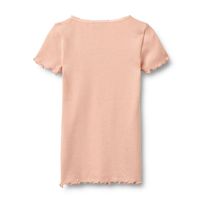 Wheat Rib T-Shirt Lace SS "Rose Cloud"