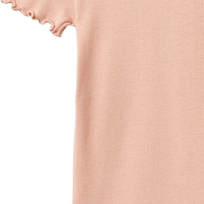Wheat Rib T-Shirt Lace SS "Rose Cloud"