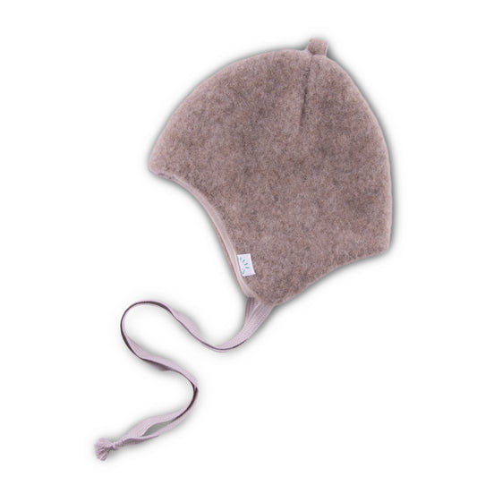 Popolini Wollfleece Bindemütze Baby- Sand Melange