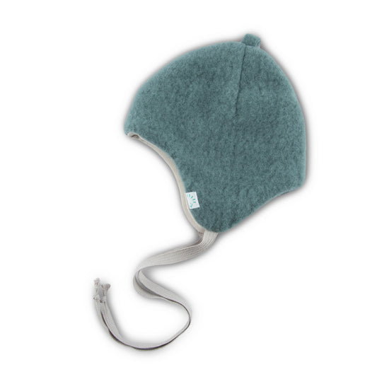 Popolini Wollfleece Bindemütze Kinder - Sage Green