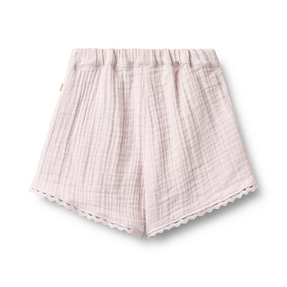 Wheat Musselin Shorts Eileen "Purple Light Flowers"