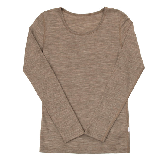 Joha Damen Langarmshirt aus Merinowolle & Seide "Hellbraun"