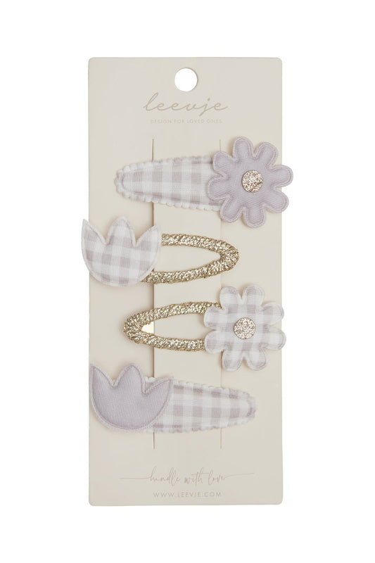 Leevje Haarspangen "Lavender Gingham Flowers"