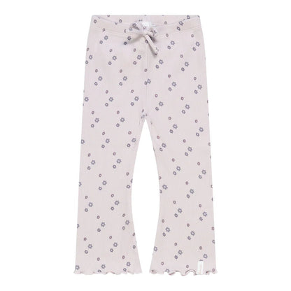 Leevje Schlag-Leggings „Lavender Flowers“ – mit Schleife aus Bio-Baumwolle