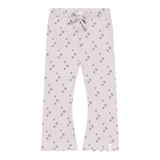 Leevje Schlag-Leggings „Lavender Flowers“ – mit Schleife aus Bio-Baumwolle