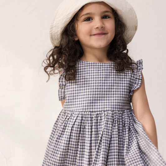 MarMar Copenhagen Darame Kleid "Marine Check" – Baumwolle & Leinen