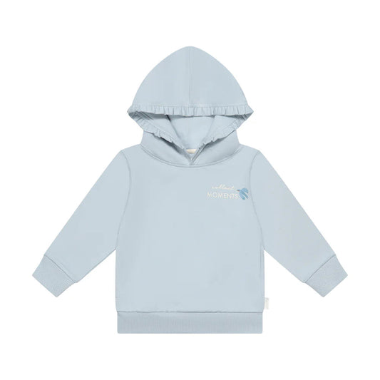 Leevje Oversized Hoodie „collect moments“ – mit Rüschenkapuze
