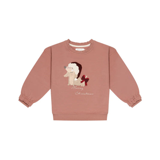 Leevje Oversized Sweatshirt Dackel "light burgundy"
