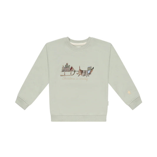 Leevje Oversized Sweatshirt Dackel "Soft Green"