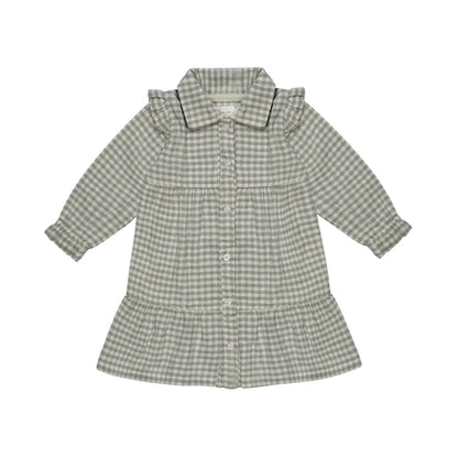 Leevje Flanellkleid mit Knopfleiste "Green checked"