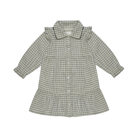 Leevje Flanellkleid mit Knopfleiste "Green checked"