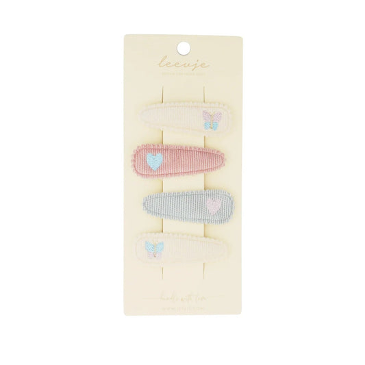 Leevje Haarspangen „Embroidered Butterfly & Heart Clips“