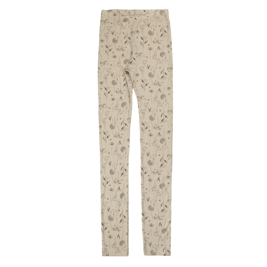 Joha Leggings aus Merinowolle "Hellbeige mit Blumenmuster"