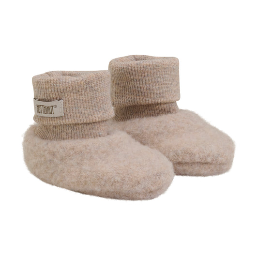 Huttelihut Wollfleece Footies 2-lagig  "Camel Melange"