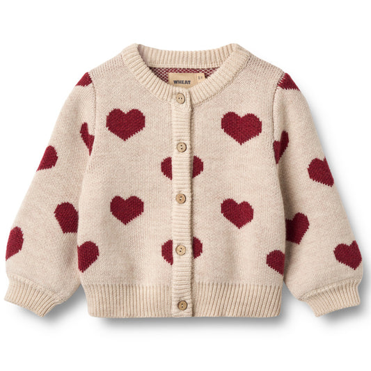 Wheat Cardigan Jacquard für Babys „Herzen“
