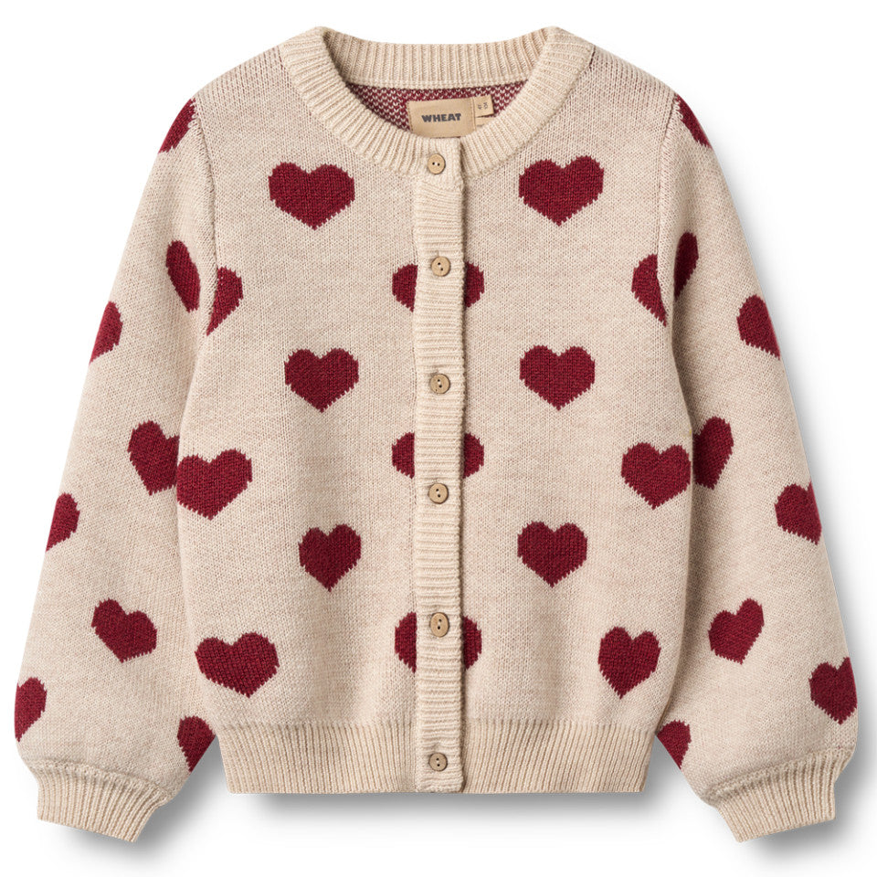 Wheat Cardigan Jacquard „Herzen“