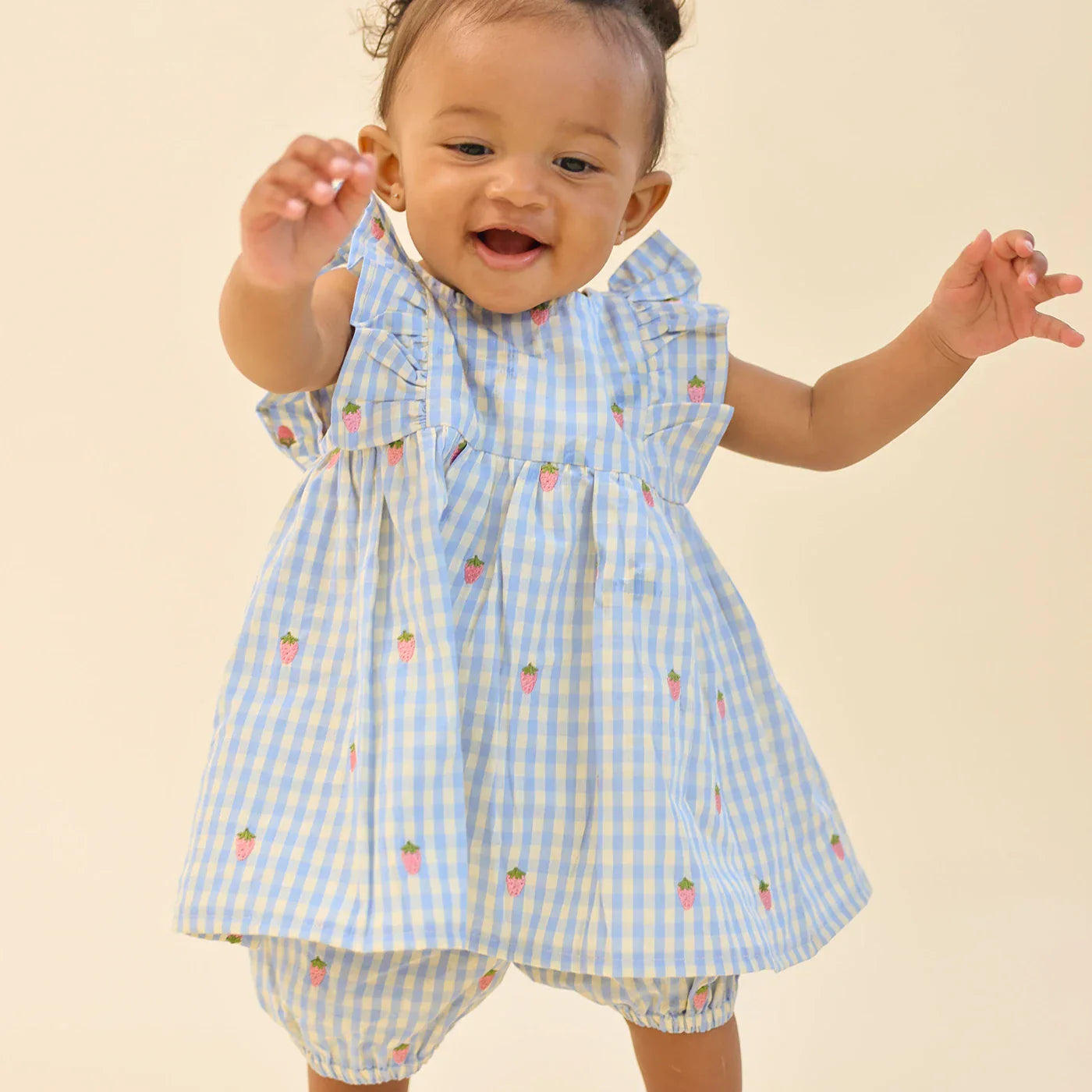 Flöss Mille Shorts Set "Sky Berry Gingham" – Karo Sommer Set Mädchen