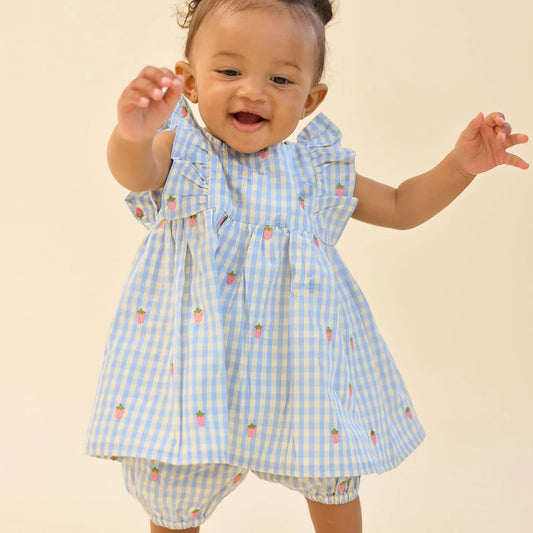 Flöss Mille Shorts Set "Sky Berry Gingham" – Karo Sommer Set Mädchen