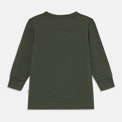 Joha Langarmshirt aus Wolle mit Knöpfen "Moosgrün"