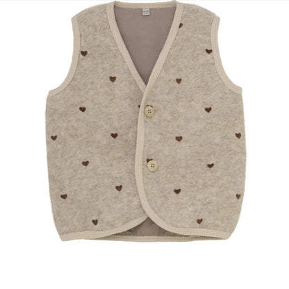Huttelihut Wollweste "Emb. Sand Melange"