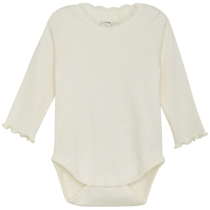 Huttelihut gerippter Langarmbody - Antique White