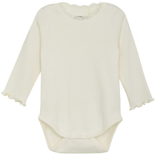 Huttelihut gerippter Langarmbody - Antique White