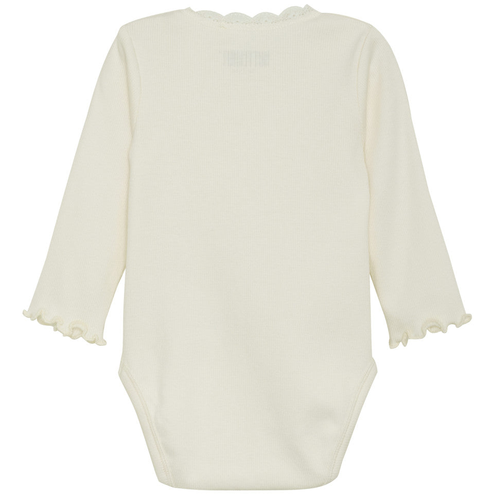 Huttelihut gerippter Langarmbody - Antique White