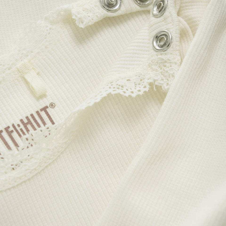 Huttelihut gerippter Langarmbody - Antique White