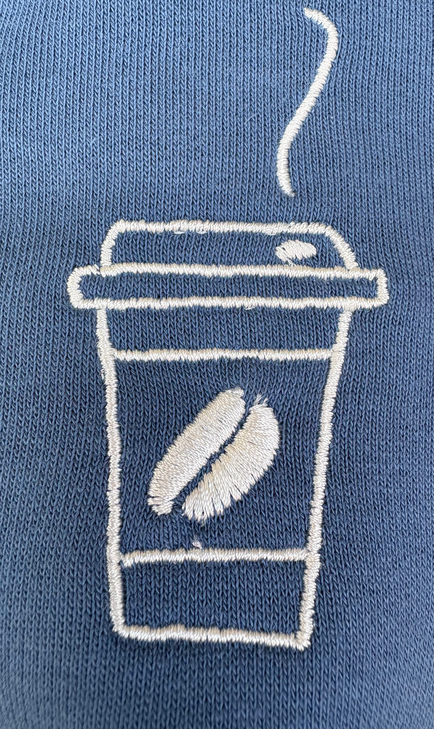 Melots Sweater "More Coffee Please!" - dusty blue