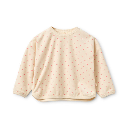 Flöss Frottee-Sweatshirt Nohr "Cream Pink Heart"
